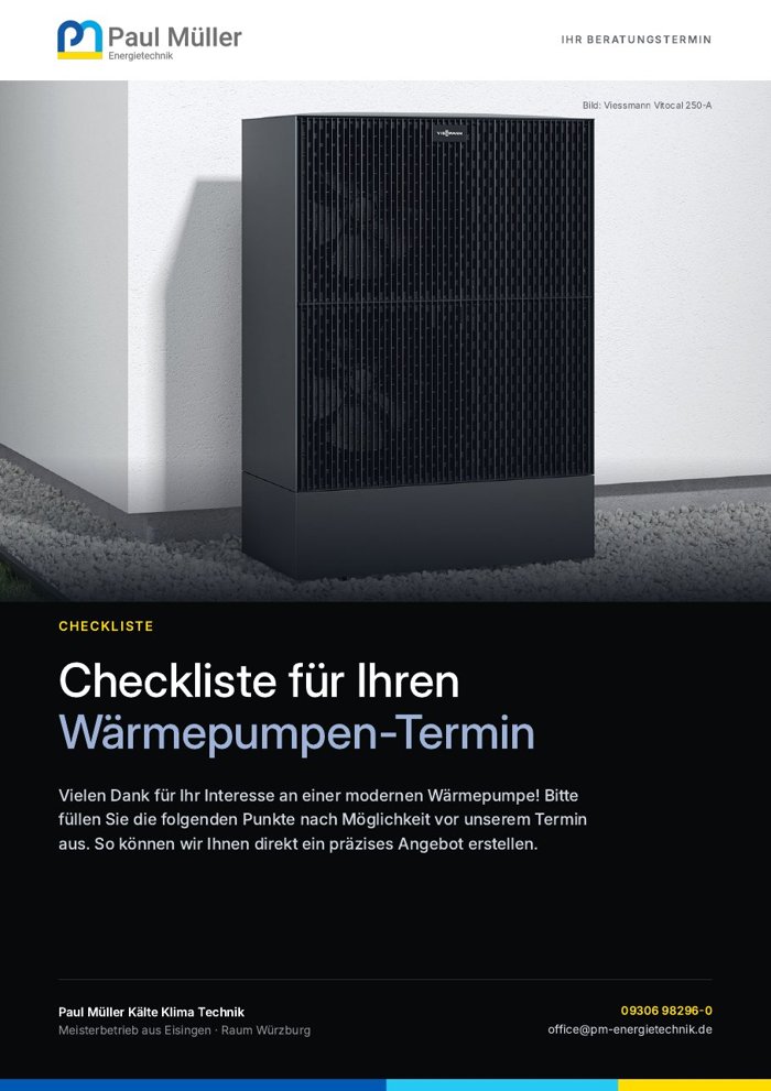 Deckblatt der Checkliste für Ihren Wärmepumpen-Termin